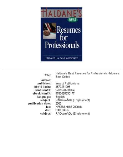 Haldane's best resumes for professionals