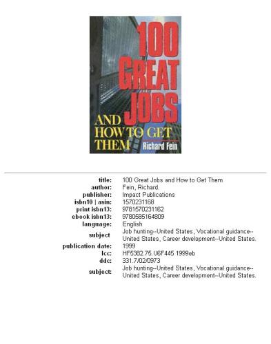 100 great jobs and how to get them