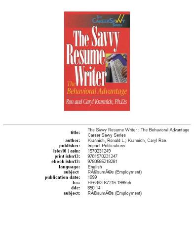 The savvy resume writer: the behavioral advantage