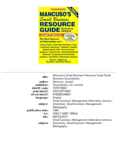 Mancuso's small business resource guide