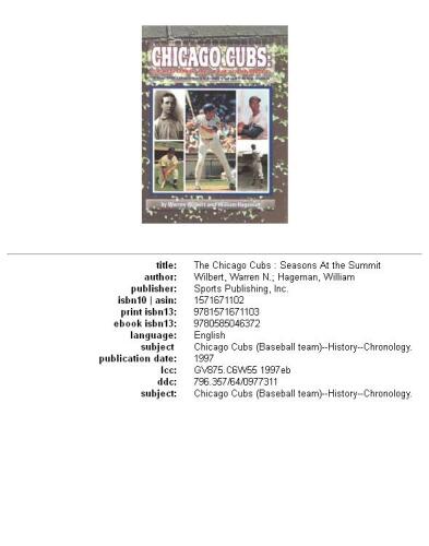 Chicago Cubs: Seasons at the Summit, the 50 Greatest Individual Seasons