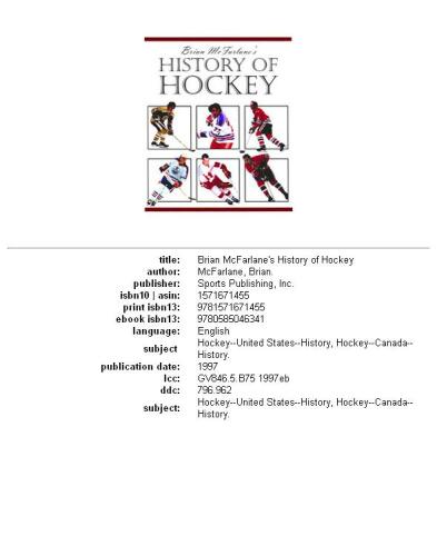 Brian McFarlane's History of Hockey