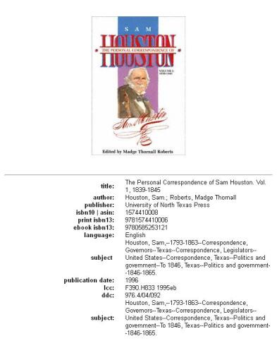 The Personal Correspondence of Sam Houston: 1839-1845