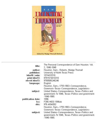 The Personal Correspondence of Sam Houston: 1846-1848