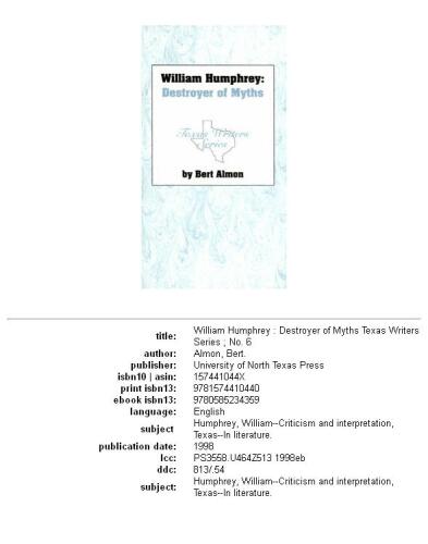 William Humphrey: destroyer of myths