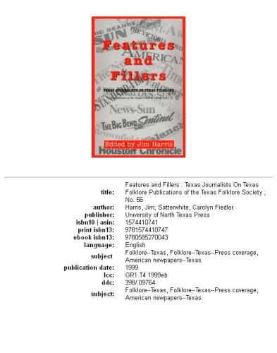 Features and fillers: Texas journalists on Texas folklore