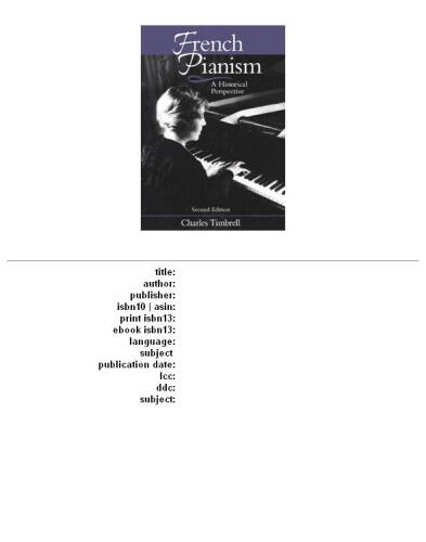 French pianism: a historical perspective