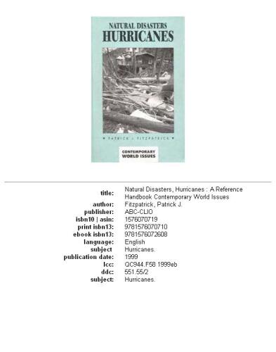 Natural disasters: hurricanes : a reference handbook