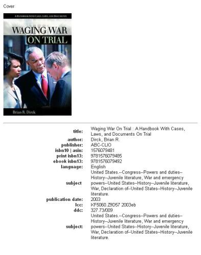 Waging war on trial: a handbook with cases, laws, and documents