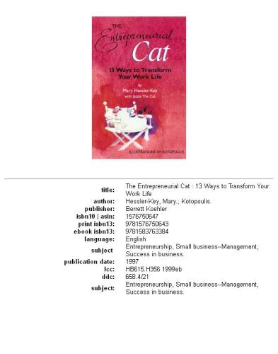 The Entrepreneurial Cat: 13 Ways to Transform Your Work Life