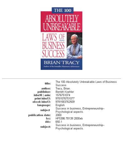 The 100 Absolutely Unbreakable Laws of Business Success