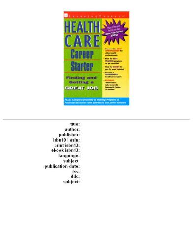 Health care career starter