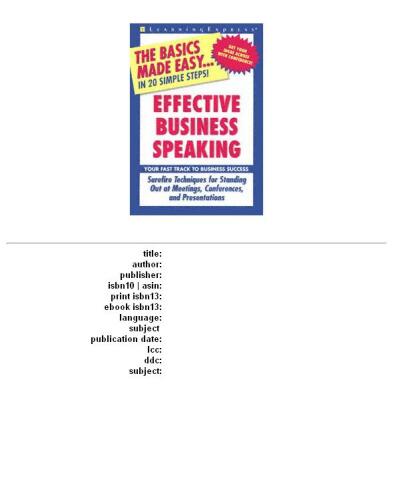 Effective Business Speaking