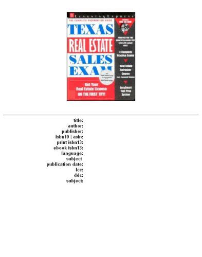 Texas Real Estate Sales Exam