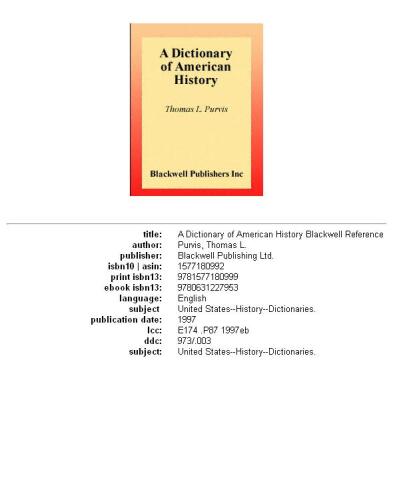 A dictionary of American history