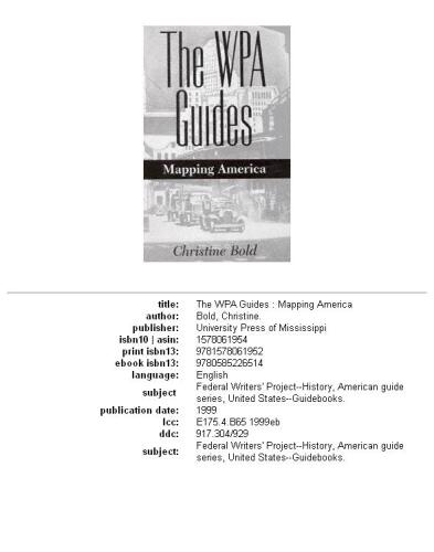 The WPA guides: mapping America
