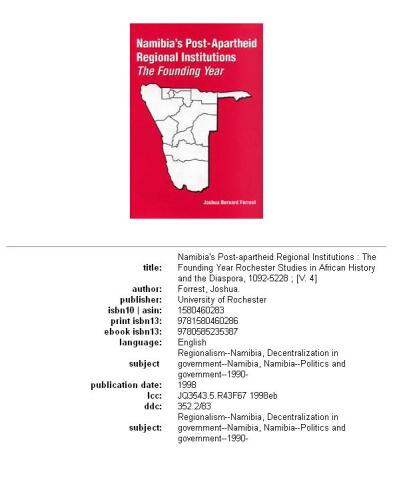 Namibia's post-apartheid regional institutions: the founding year
