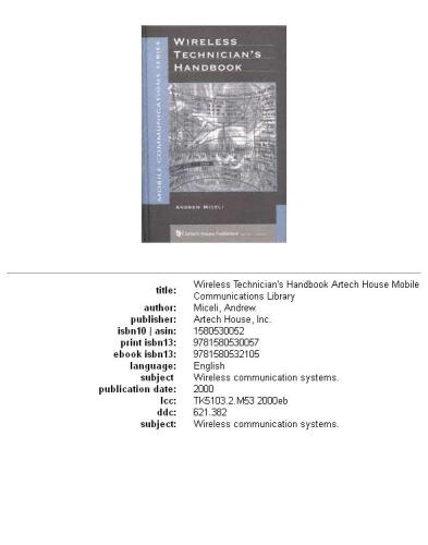 Wireless technician's handbook