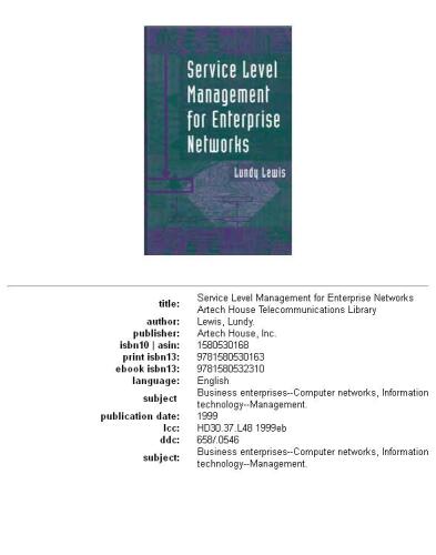 Service level management for enterprise networks