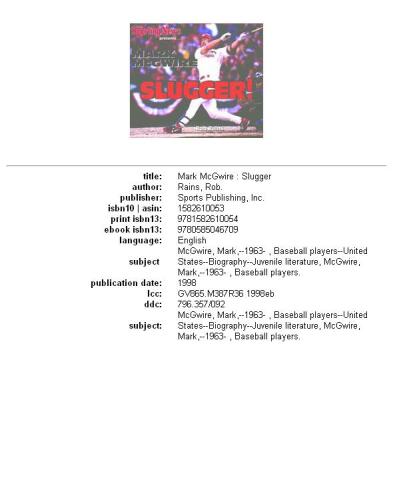 Mark McGwire Slugger!