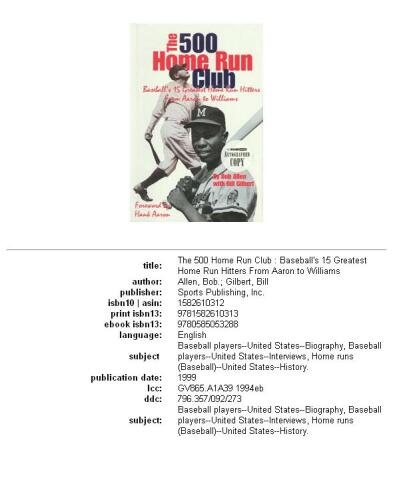 The 500 home run club: baseball's 15 greatest home run hitters from Aaron to Williams