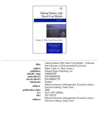 Valuing nature with travel cost models: a manual