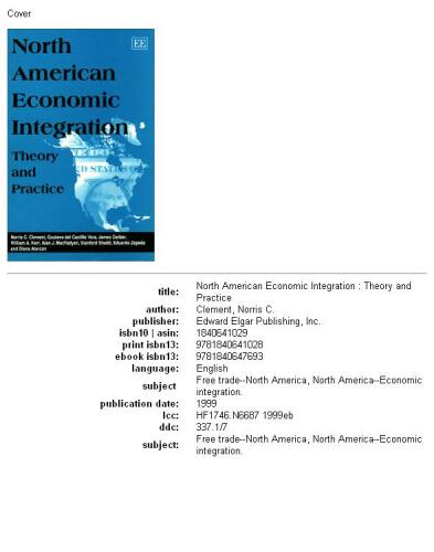 North American economic integration: theory and practice