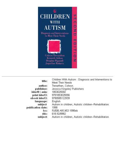 Children with autism: diagnosis and interventions to meet their needs