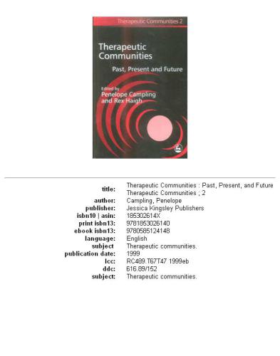 Therapeutic communities: past, present, and future