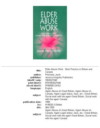 Elder abuse work: best practice in Britain and Canada