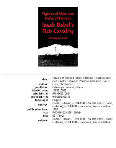 Figures of war and fields of honour: Isaak Babel's Red Cavalry