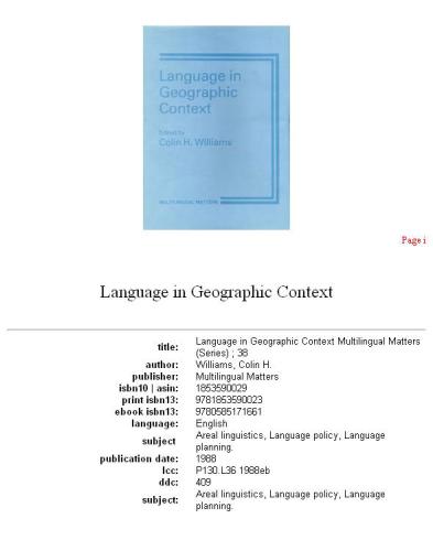 Language in geographic context