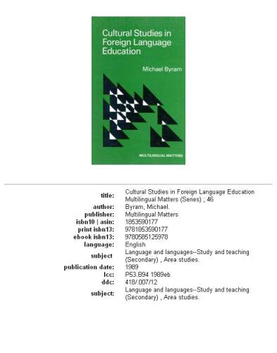 Cultural studies in foreign language education