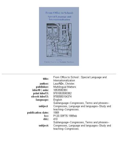 From office to school: special language and internationalisation