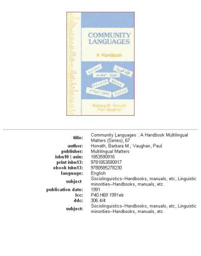 Community languages: a handbook