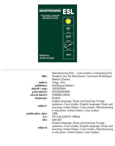 Mainstreaming ESL: case-studies in integrating ESL students into the mainstream curriculum