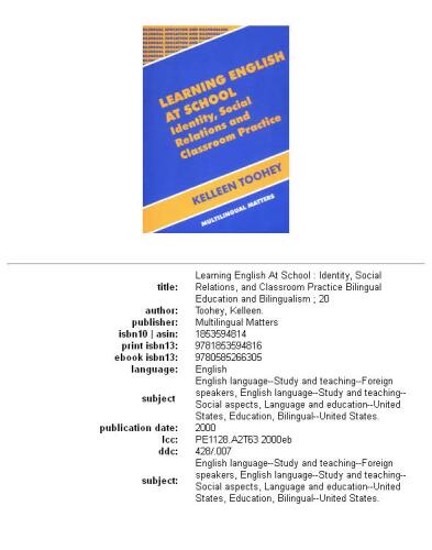 Learning English at school: identity, social relations, and classroom practice
