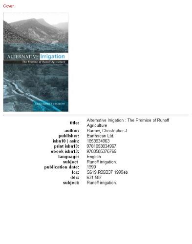 Alternative irrigation: the promise of runoff agriculture