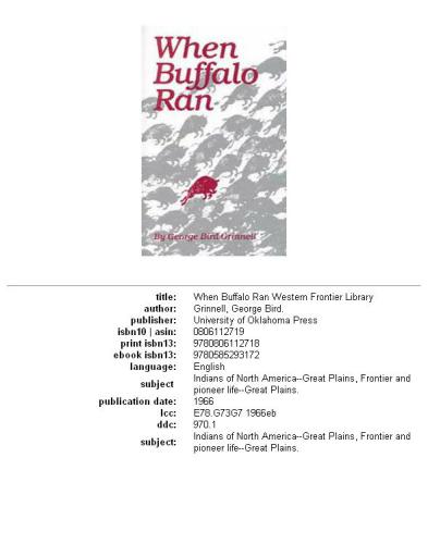 When Buffalo Ran, Western Frontier Library