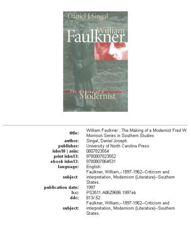 William Faulkner: The Making of a Modernist