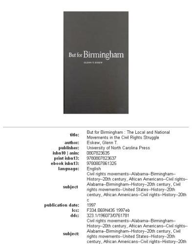 But for Birmingham: The Local and National Movements in the Civil Rights Struggle