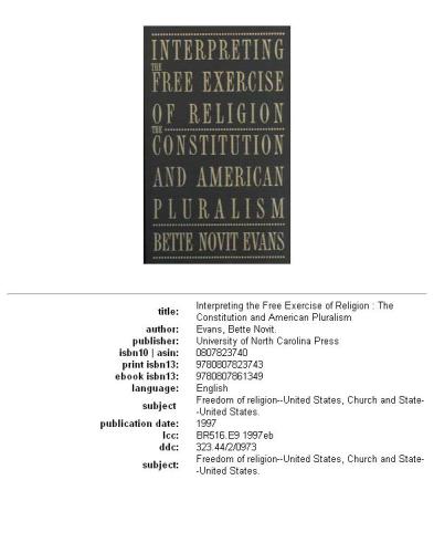Interpreting the Free Exercise of Religion: The Constitution and American Pluralism