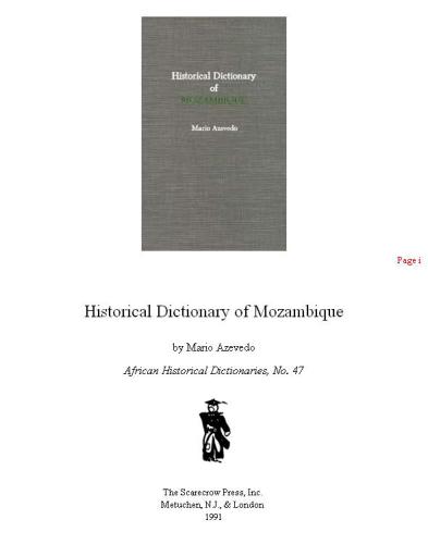 Historical Dictionary of Mozambique
