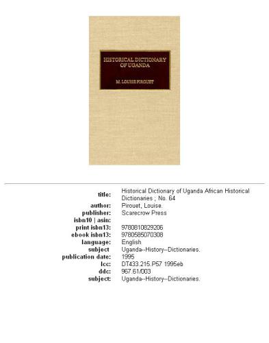 Historical Dictionary of Uganda