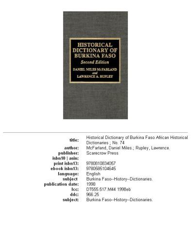 Historical Dictionary of Burkina Faso