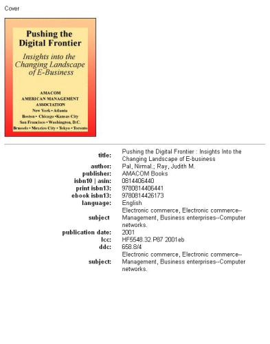 Pushing the Digital Frontier: Insights into the Changing Landscape of E-Business