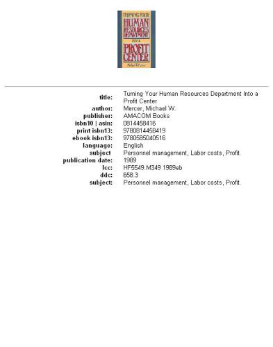 Turning Your Human Resources Department into a Profit Center