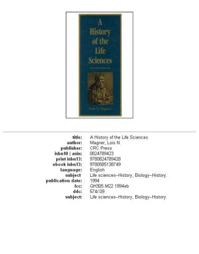 A History of the Life Sciences