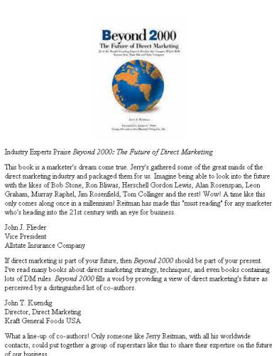 Beyond 2000: The Future of Direct Marketing