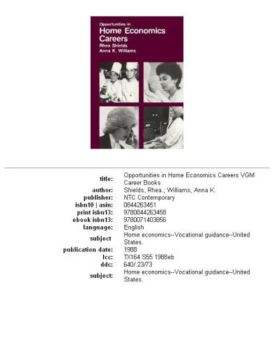 Opportunities in Home Economics Careers (Opportunities in ...)